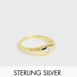 Shashi Sterling Silver 18k Gold Plated CZ Solitaire Ring 6